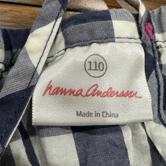Hanna Andersson Blue and White gingham High-Low Tie Front Sundress size 110 - Picture 4 of 6